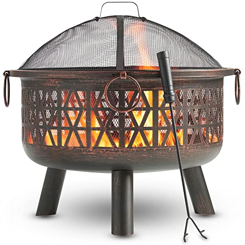 best fire pit VonHaus Geo Fire Pit Bowl with Spark Guard & Poker