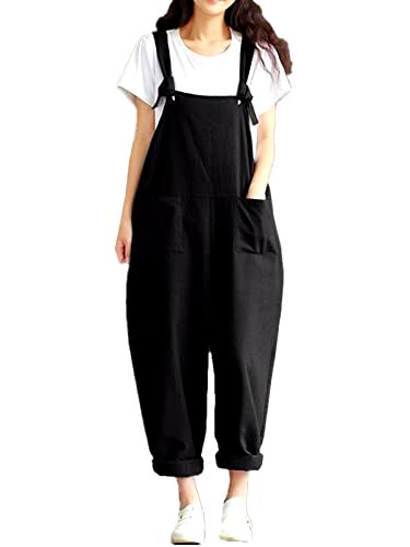 best-gardening-trousers Style Dome Women's Retro Loose Casual Dungarees