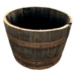 best half barrel planters Cheeky Chicks Large Recycled Solid Oak Barrel