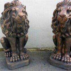 unusual garden ornaments Stone Pair of Sitting Lions 