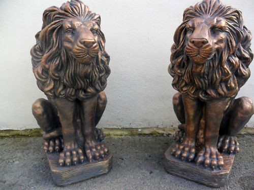 unusual-garden-ornaments Stone Pair of Sitting Lions