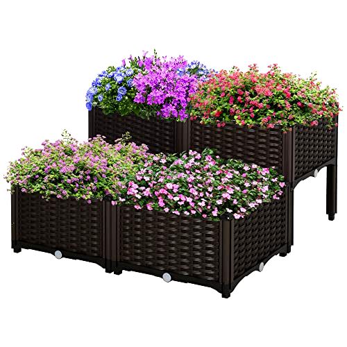 best-raised-garden-beds Outsunny Set of 4 Garden Raised Bed