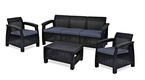 best rattan furniture Keter Corfu Outdoor Rattan Sofa Furniture Set