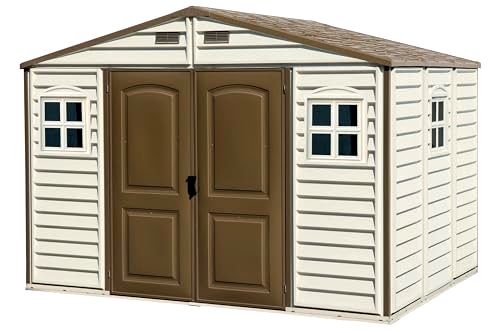 deal Duramax WoodSide 10 x 8 Plastic Garden Shed with 3