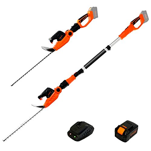 deal GARCARE Cordless Pole Hedge Trimmer, 2 in 1 Electric