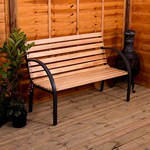 deal Garden Vida Slatted Garden Bench Wooden Seater Outdoor