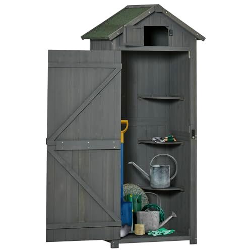 deal Outsunny Wooden Garden Shed, Utility Outdoor Small Shed