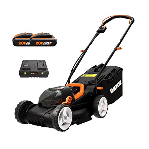 deal WORX Cordless Lawn Mower with 2 x 20 V Batteries, 34cm,