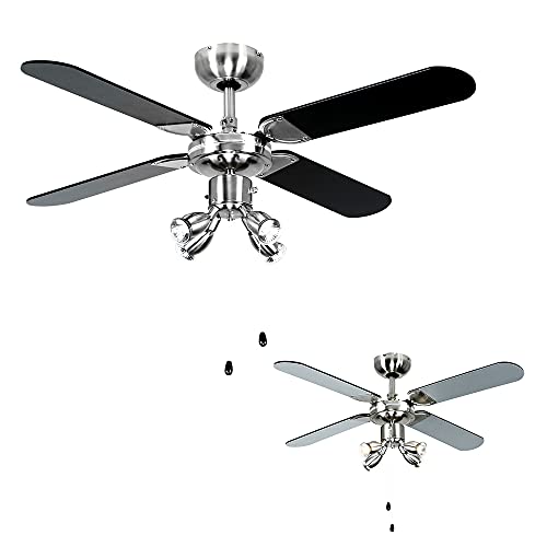 best ceiling fans for conservatories MiniSun Modern Chrome Ceiling Fan with Spot Lights